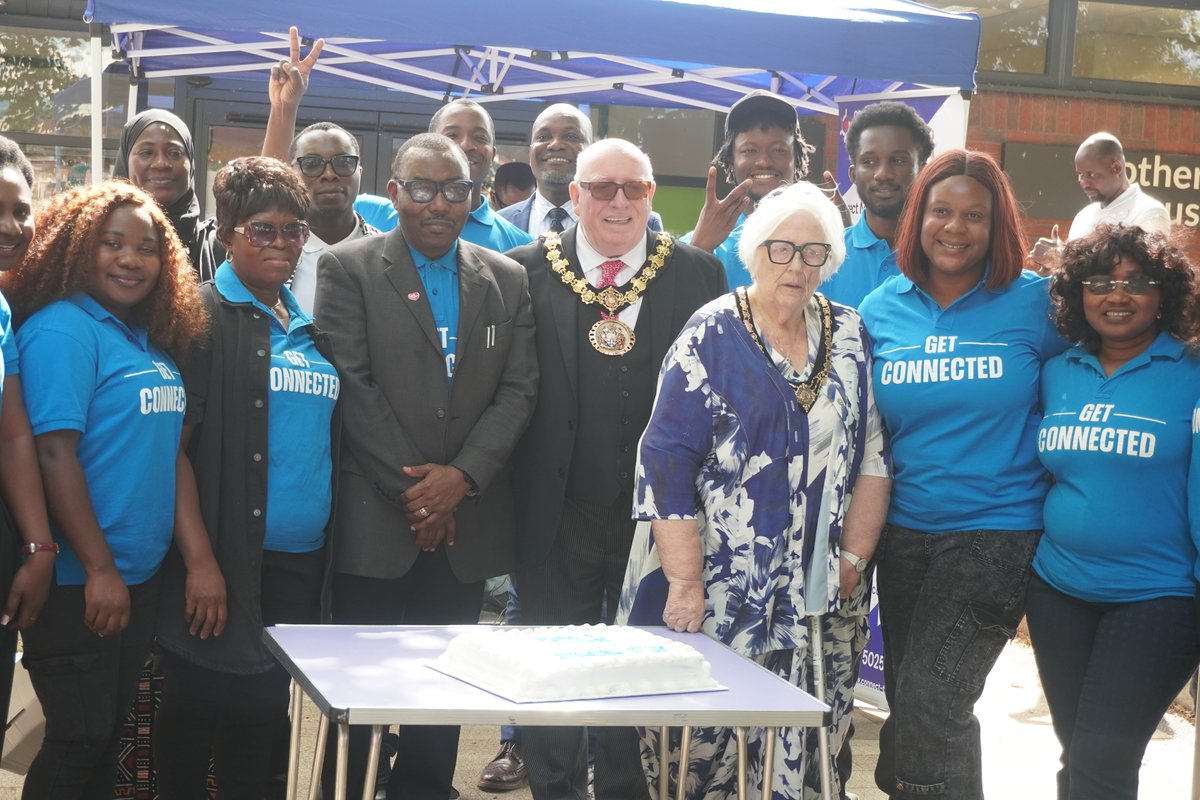 The Connect Talent CIO Volunteers, Mayor Garrido, Mayoress Karen Garrido, Sybil Onyemem standing together in celebration